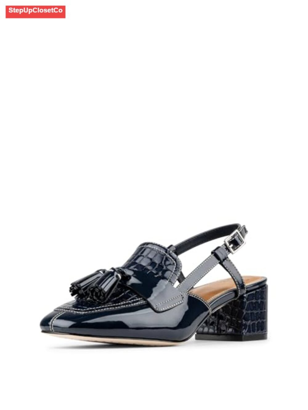 Kudos Slingback Loafers Low Block Heel Square Toe Memory Foam